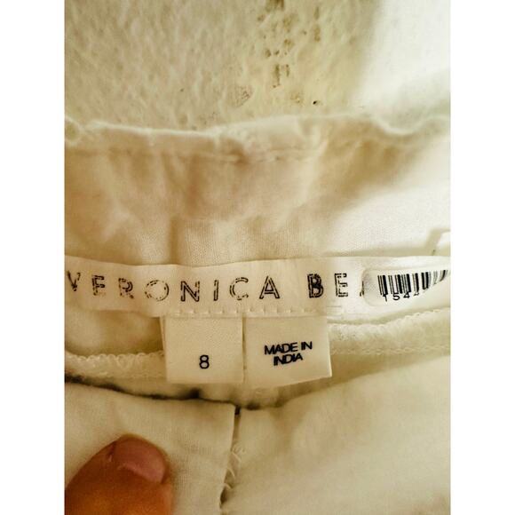 VERONICA BEARD White 100% Cotton Lace Eyelet Scalloped Cuff Riggs Pants Size 8 - Picture 7 of 14